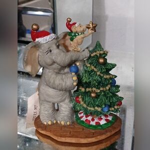 Vintage Roman Inc Forget me not Elephant and friend Figurine